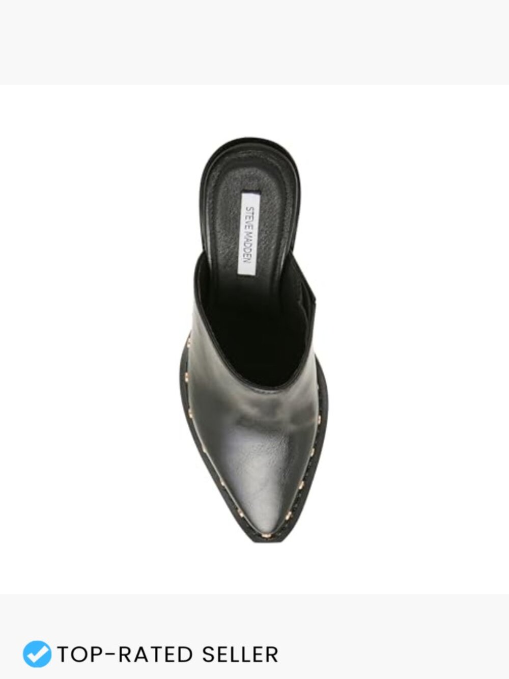 Pointed Toe Clog with Gold Studs Block Heel Pull-On Faux Leather Fashion Shoe - Picture 5 of 7